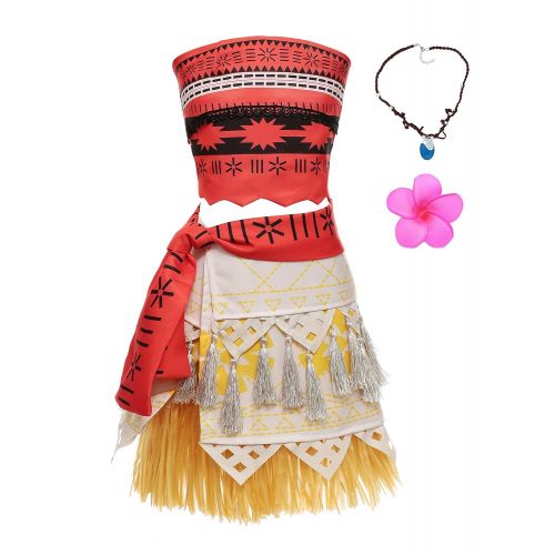  MUABABY Moana Adventure Princess Costume Dress Necklace for Adult Kids