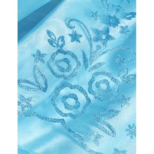  MUABABY Girls Ice Snow Queen Sequin Princess Upgrade Deluxe Costume Long Sleeve Elsa