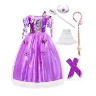 MUABABY Muababy Girl Dress Rapunzel Costume Party Cosplay Princess Dress up