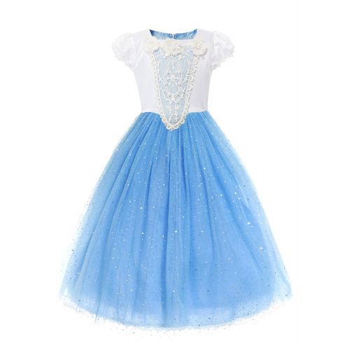  MUABABY Girls Cinderella Sparkle Sequin Princess Dress Costume