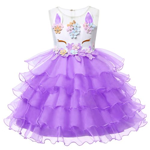  MUABABY Muababy Baby Girl Unicorn Costume Pageant Flower Princess Party Dress with Headband