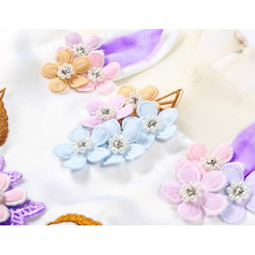  MUABABY Muababy Baby Girl Unicorn Costume Pageant Flower Princess Party Dress with Headband