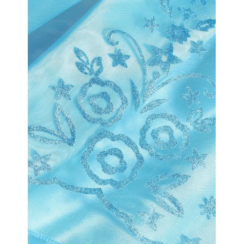  MUABABY Girls Ice Snow Queen Sequin Princess Upgrade Deluxe Costume Long Sleeve Elsa