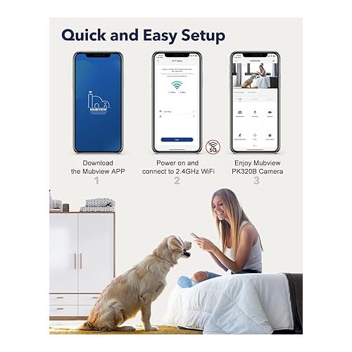  Indoor Security Camera 2K, Pet Camera with Phone App, WiFi Cameras for Home Security Camera for Dog/ Baby Monitor/Elder Pan Tilt, 2.4G, 24/7, 2-Way Talk, Human Detection, Motion Tracking, SD&Cloud