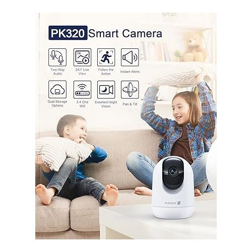  Indoor Security Camera 2K, Pet Camera with Phone App, WiFi Cameras for Home Security Camera for Dog/ Baby Monitor/Elder Pan Tilt, 2.4G, 24/7, 2-Way Talk, Human Detection, Motion Tracking, SD&Cloud