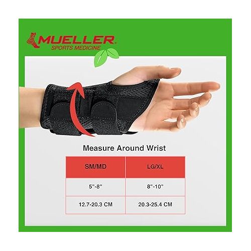  MUELLER Sports Medicine Green Fitted Wrist Brace for Men and Women, Support and Compression for Carpal Tunnel Syndrome, Tendinitis, and Arthritis