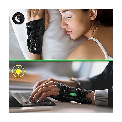  MUELLER Sports Medicine Green Fitted Wrist Brace for Men and Women, Support and Compression for Carpal Tunnel Syndrome, Tendinitis, and Arthritis