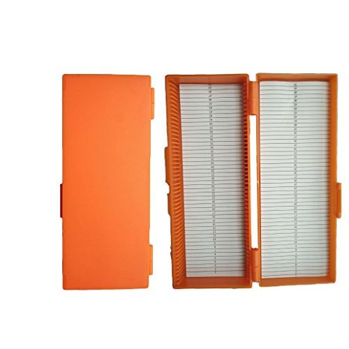  [아마존베스트]MUHWA 50place Microscope Glass Slide Box, Orange