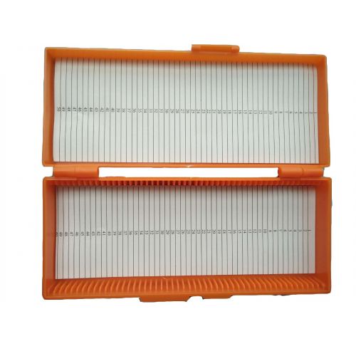  [아마존베스트]MUHWA 50place Microscope Glass Slide Box, Orange