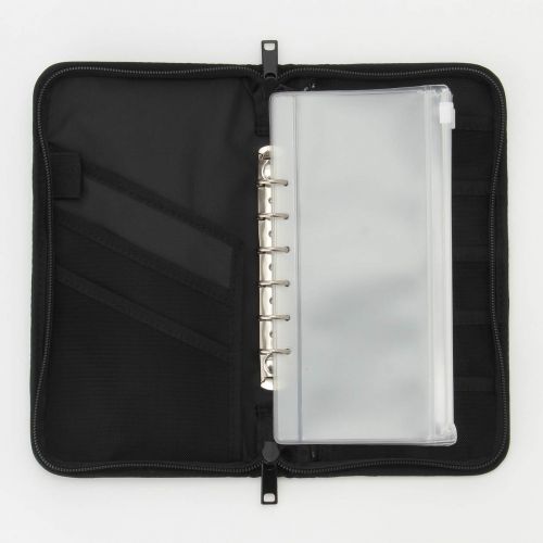  MUJI Polyester passport case · With clear pocket Black · Approximately 23.5 × 13 × 2.5 cm