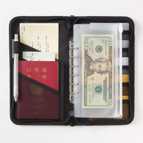  MUJI Polyester passport case · With clear pocket Black · Approximately 23.5 × 13 × 2.5 cm