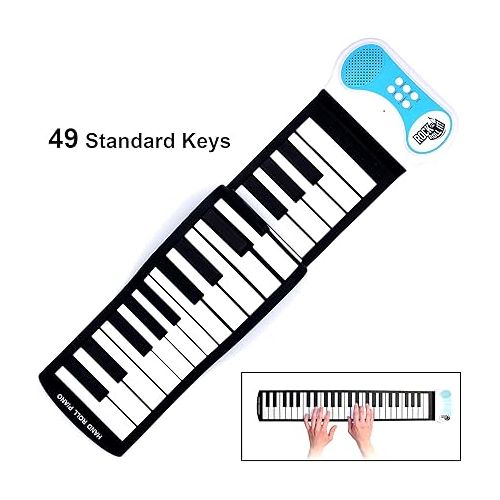  Rock And Roll It - Piano. Roll Up Flexible Classic Toy Piano Keyboard for Kids. 49 Keys Hand Roll Silicone Portable Piano Pad. Flexible & Foldable.