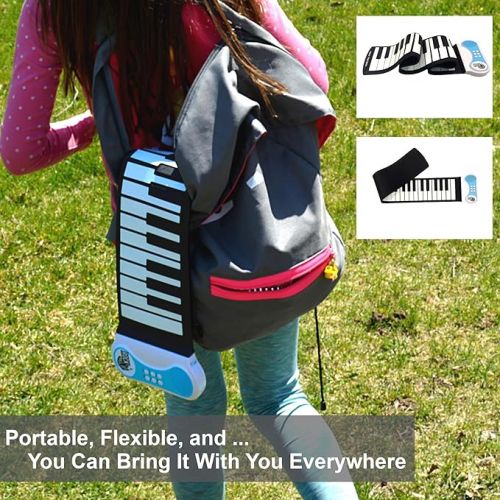  Rock And Roll It - Piano. Roll Up Flexible Classic Toy Piano Keyboard for Kids. 49 Keys Hand Roll Silicone Portable Piano Pad. Flexible & Foldable.