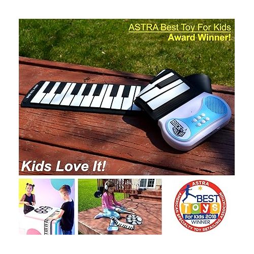  Rock And Roll It - Piano. Roll Up Flexible Classic Toy Piano Keyboard for Kids. 49 Keys Hand Roll Silicone Portable Piano Pad. Flexible & Foldable.