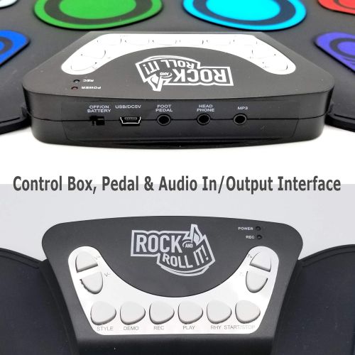  [아마존핫딜][아마존 핫딜] MUKIKIM Rock And Roll It - CodeDrum. Flexible Roll Up Color Coded Electric Drum Kit, Easy Learning & Play for Beginners! Portable, Drumsticks+Bass Drum/Hi Hat pedals+Headphones+Play-By-Col