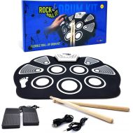 [아마존핫딜][아마존 핫딜] MUKIKIM MukikiM Rock And Roll It - Drum. Flexible, Completely Portable, battery OR USB powered, 2 Drum Sticks + Bass Drum & Hi hat pedal included!