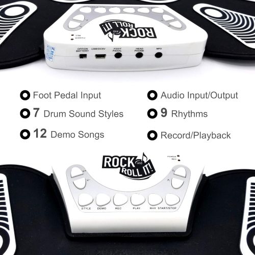  [아마존핫딜][아마존 핫딜] MUKIKIM MukikiM Rock And Roll It - Drum. Flexible, Completely Portable, battery OR USB powered, 2 Drum Sticks + Bass Drum & Hi hat pedal included!