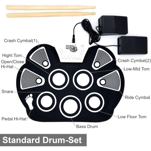  [아마존핫딜][아마존 핫딜] MUKIKIM MukikiM Rock And Roll It - Drum. Flexible, Completely Portable, battery OR USB powered, 2 Drum Sticks + Bass Drum & Hi hat pedal included!