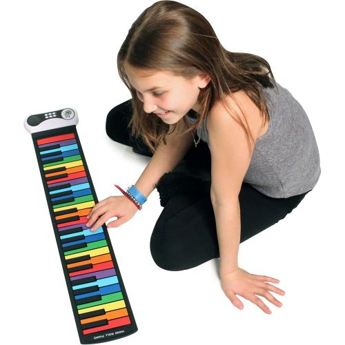  [아마존핫딜][아마존 핫딜] MUKIKIM Rock And Roll It - Rainbow Piano. Flexible, Completely Portable, 49 standard Keys, battery OR USB powered. Includes play-by-color song book!