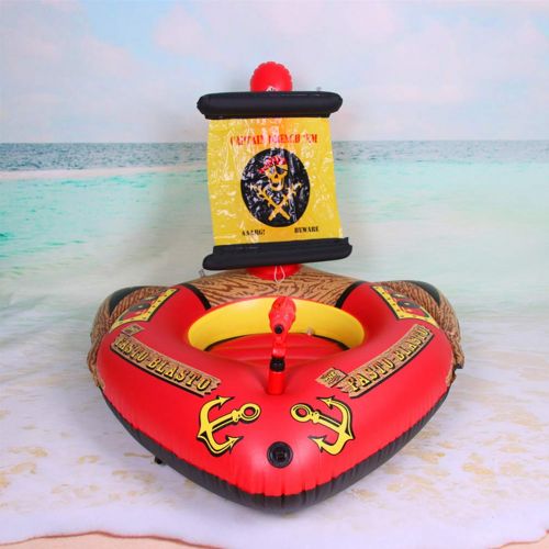  MULEI Inflatable Pirate Ship Swimming Float Raft Ring with Squirter Water Gun Summer Party Water Fun Toys for Kids Babies