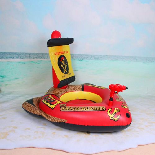  MULEI Inflatable Pirate Ship Swimming Float Raft Ring with Squirter Water Gun Summer Party Water Fun Toys for Kids Babies