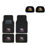 MULTI_B Louisiana State University Head Rest Cover and Floor mat.Wow! Logo On Front and Rear Auto Floor Liner. You get 2 headrest Covers and 4 Floor Mat in This Gift Set. Perfect t