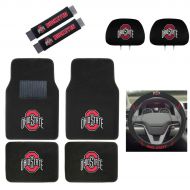 MULTI_B Ohio State University Buckeyes Floor Mat, Headrest Wheel Cover and Shoulder Pads Gift Set