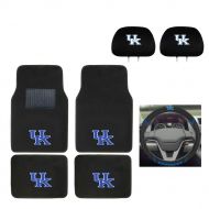 MULTI_B University of Kentucky Automotive Gift Set.Wow! Logo On Front and Rear Auto Floor Liner. You get 2 Head Rest Cover 4 Floor Mat and 1 Wheel Cover in this gift set. Perfect to Kentuc