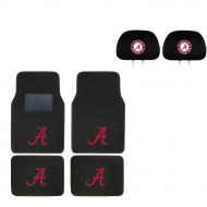 MULTI_B University of Alabama Head Rest Cover and Floor mat. Wow! Logo On Front and Rear Auto Floor Liner. You get 2 headrest covers and 4 Floor Mat in this gift set. Perfect to Alabama Cr