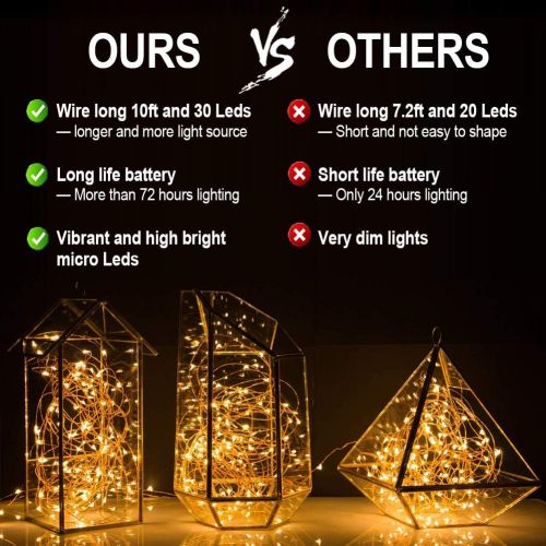  [아마존핫딜][아마존 핫딜] MUMUXI 16 Pack Fairy Lights Battery Operated (Included) 10ft 30 LED Mini String Lights Waterproof Copper Wire Firefly Starry Lights for DIY Wedding Party Mason Jars Christmas Decor