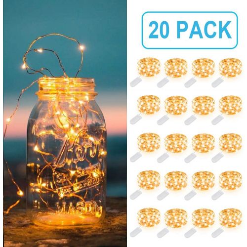  [아마존 핫딜] MUMUXI 20 Pack Fairy Lights Battery Operated, 3.3ft 20 LED Mini Waterproof Fairy String Lights Copper Wire Firefly Starry Lights for DIY Wedding Party Mason Jars Crafts Christmas D