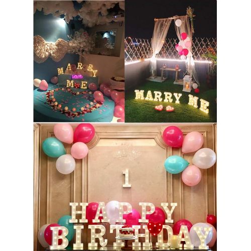  [아마존베스트]MUMUXI LED Marquee Letter Lights 26 Alphabet Light Up Marquee Number Letters Sign for Wedding Birthday Party Battery Powered Christmas Lamp Night Light Home Bar Decoration (A)