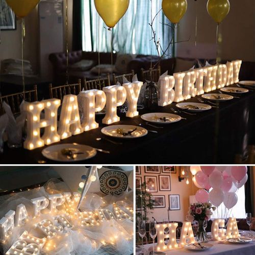  [아마존베스트]MUMUXI LED Marquee Letter Lights 26 Alphabet Light Up Marquee Number Letters Sign for Wedding Birthday Party Battery Powered Christmas Lamp Night Light Home Bar Decoration (A)