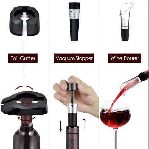  MUNION Electric Wine Bottle Opener Automatic Rechargeable Cordless Wine Corkscrew with Charger, Wine Vacuum Stopper, Wine Pourer and Foil Cutter