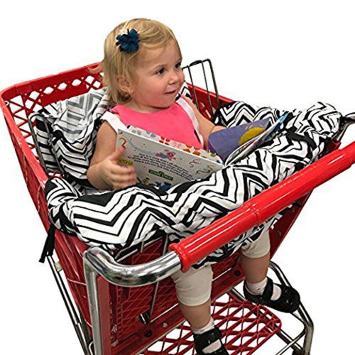  MURPHYfine Shopping Cart Cover For Baby- 2-in-1 - Foldable Portable Seat with Bag for Infant to Toddler - Compatible with Grocery Cart Seat and High Chair - Boy/Girl Design - Compact and Cush