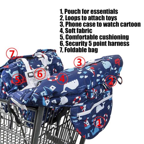  [아마존베스트]MURPHYfine Shopping Cart Cover for Baby- 2-in-1 - Foldable Portable Seat with Bag for Infant to Toddler -...