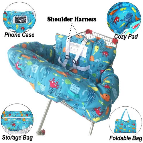  [아마존베스트]MURPHYfine Shopping Cart Cover for Baby- 2-in-1 - Foldable Portable Seat with Bag for Infant to Toddler -...