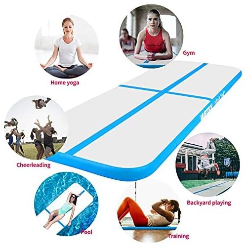  Murtisol 10/13/16/21/24/27/34ft Inflatable Gymnastics Training Mats Tumbling Mats 4/6 Inch Thickness for Home Use/Training/Cheerleading/Yoga/Water Fun with Electric Pump Pink/Blue/