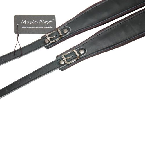  MUSIC FIRST Black Color Genuine Leather Comfortable Padded Accordion Belts 96 Bass 120 Bass Accordion Soft Shoulder Strap Set