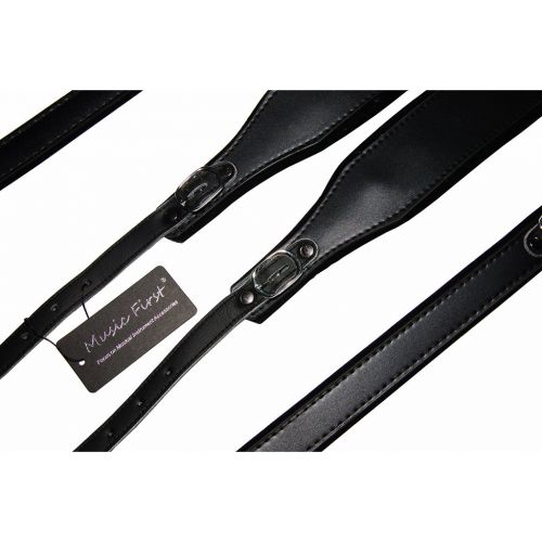  MUSIC FIRST Black Genuine Leather Super Wide Thick Comfortable 96 120 BASS Accordion Shoulder Strap Set Accordion Belt