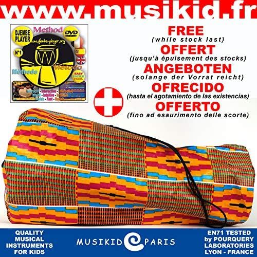  [아마존베스트]MUSIKID Childrens Djembe Drum 40cm x 20cm (Diameter) + Protective Bag + Djembe player DVD method (en/fr/sp)Mali Djembe Drum Ages 3+. High Quality Fair Trade African Jembe Drum&