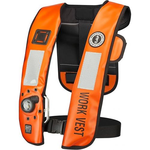  Mustang Survival - HIT Inflatable Work Vest for Adults (Orange & Black - One Size Fits All), Auto Hydrostatic, Enhanced Mobility and Reduced Heat Stress, 35 lb. of Buoyancy