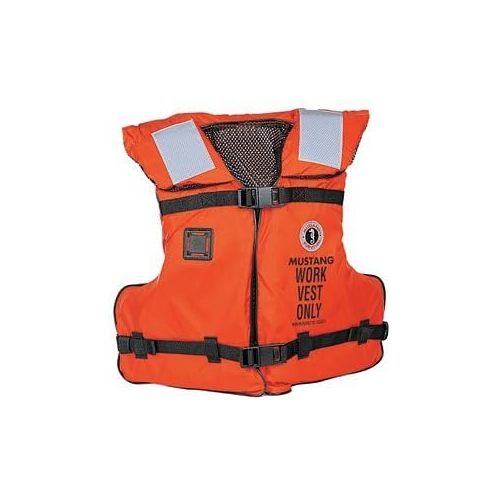  Mustang Survival - Work Vest with Solas Reflective Tape (Orange - One Size) - USCG Approved, Solas reflectivity, Fast tab Attachment, mesh Lining, Side Adjustment