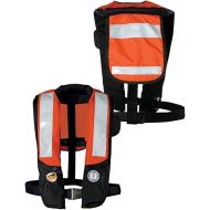 Mustang Survival Corp Inflatable PFD with HIT (Auto Hydrostatic) with Back Flap and Solas Reflective Tape, Orange/Black