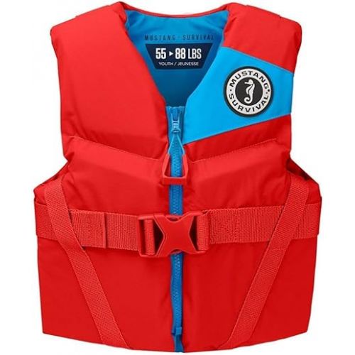  Mustang Survival - Youth Foam Life Jacket - Azure Blue, Young Adult (88 lbs - 110 lbs)