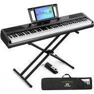 MUSTAR Digital Piano 88 Key Weighted with Stand, 88 Key Semi Weighted Keyboard Piano MEP-1100, Electric Piano Keyboard 88 Keys for Beginners, 2x25W Stereo Speakers, Case, Sustain Pedal, ABS, Black