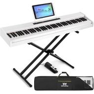 MUSTAR Digital Piano 88 Key Weighted with Stand, 88 Key Semi Weighted Keyboard Piano MEP-1000, Portable Electric Piano Keyboard 88 Keys with Bluetooth Connection, Case, Sustain Pedal, MDF, White