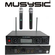 MUSYSIC MU-U502m-HH Professional Dual Channel UHF Handheld Wireless Microphone System with Monitor Output (FCC Compliance)