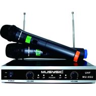 MUSYSIC Professional Dual Channel UHF Wireless Handheld Microphone System MU-H5U