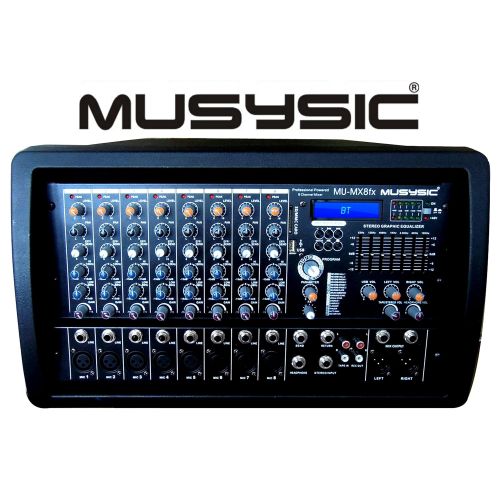  MUSYSIC PROFESSIONAL 8 CHANNEL 8000W POWER MIXER With Real DSP Sound effects and BluetoothUSBSDFM Radio Function MU-MX8fx